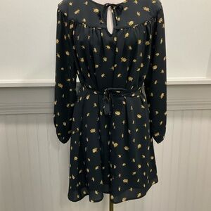 Madewell Black Yellow Floral Mini Dress Large Petite Cottagecore Prairie